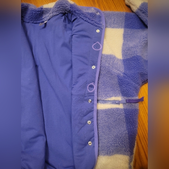 FP Movement Hit The Slopes Printed Fleece Jacket XS Blue Iris Gingham Combo Flaw - Picture 14 of 16